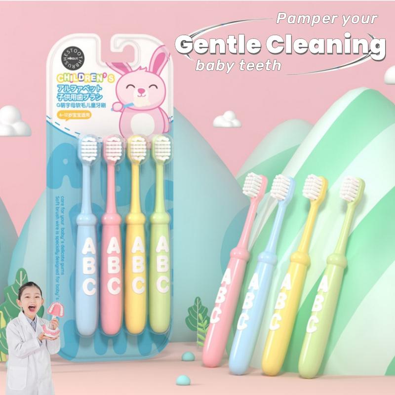 4pcs Children's Toothbrushes Cute Fun Letters 3-6-12 Years Old - TikTok ...