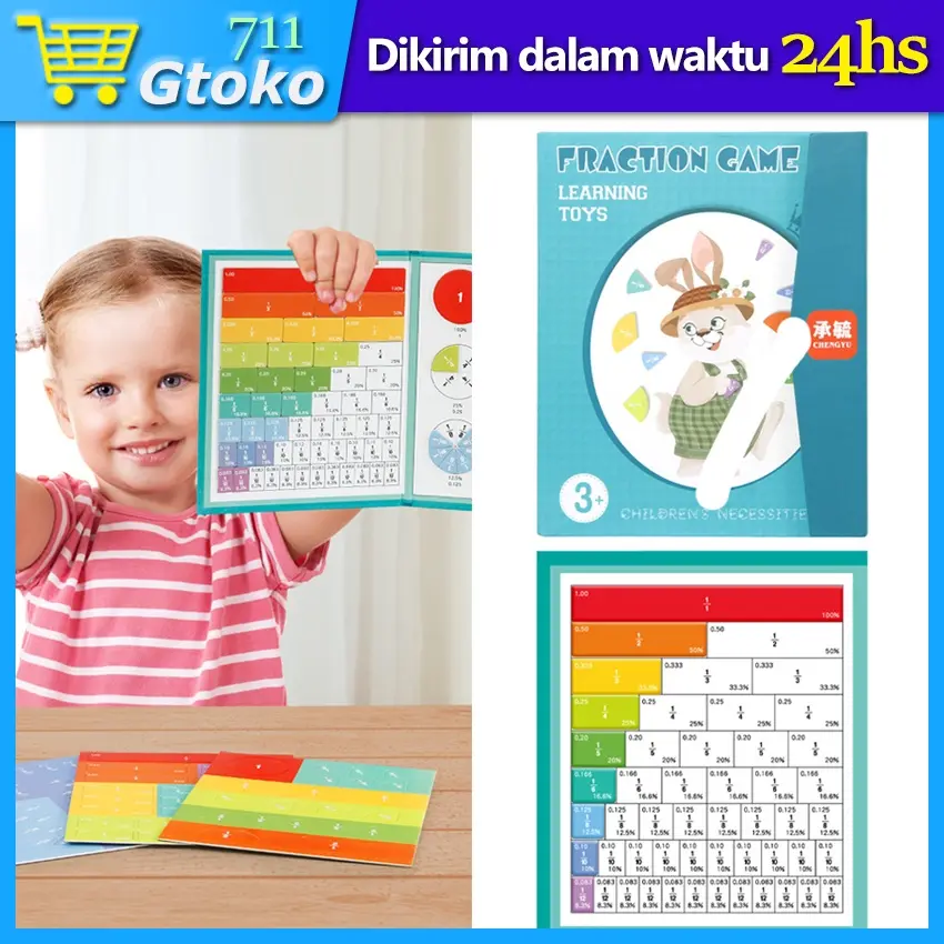 Mainan Edukasi Montessori Papan Belajar Matematika Pecahan Magnetic Disk Math Fraction
