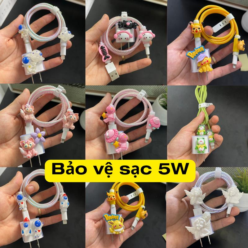 Combo 5 món bảo vệ sạc 5w chất liệu tpu tránh va đập đứt gãy dây củ cáp sạc Phụ Kiện