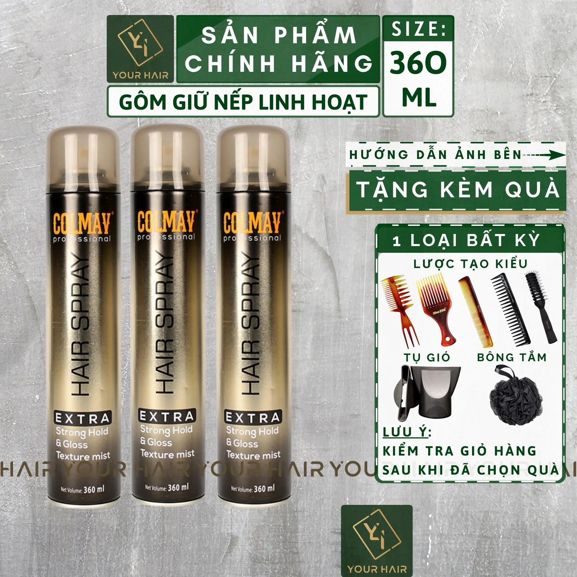 Gôm xịt tạo kiểu tóc Colmav Hair Spray - Extra Strong Hold - 360ml