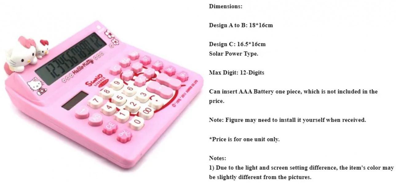 [R-201] LSL GIFTS Cute Cartoon Hello Kitty Melody Kuromi Solar Power 12 ...