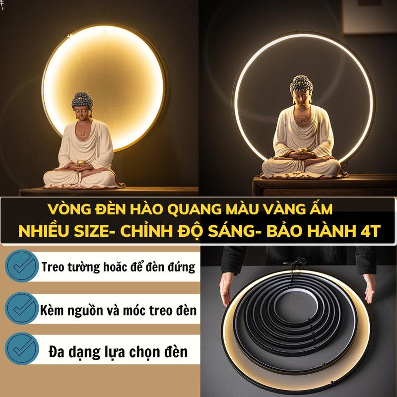 Vòng tròn đèn led trang trí tiểu cảnh, Vòng hào quang tôn dáng tượng, lũa, cây cảnh decor trang trí tượng gốm tiểu cảnh