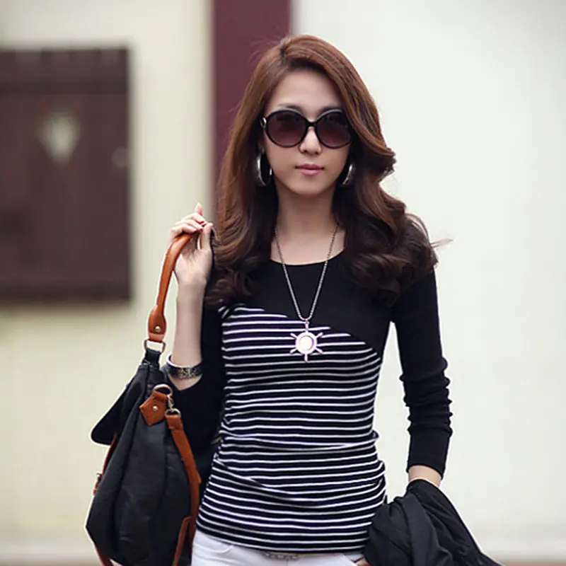 Áo Len Ôm Sát, Dài Tay, Thời Trang Mùa Thu, Thiết Kế Thanh Lịch Và Hoang Dã, Áo Phông Khâu Sọc, Dành Cho Nữ, Áo Lớp Nền Dài Tay, Chất Lượng Cao, Bán Chạy, Dễ Phối Đồ