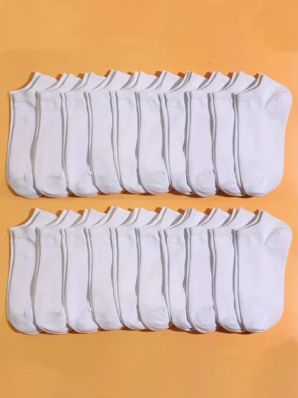 Women's 20 Pairs Solid Ankle Socks, Basic Casual Breathable Comfort Cozy Low Cut Socks for All Seasons, Winter Clothes Women, Women's Socks for Daily Wear 1