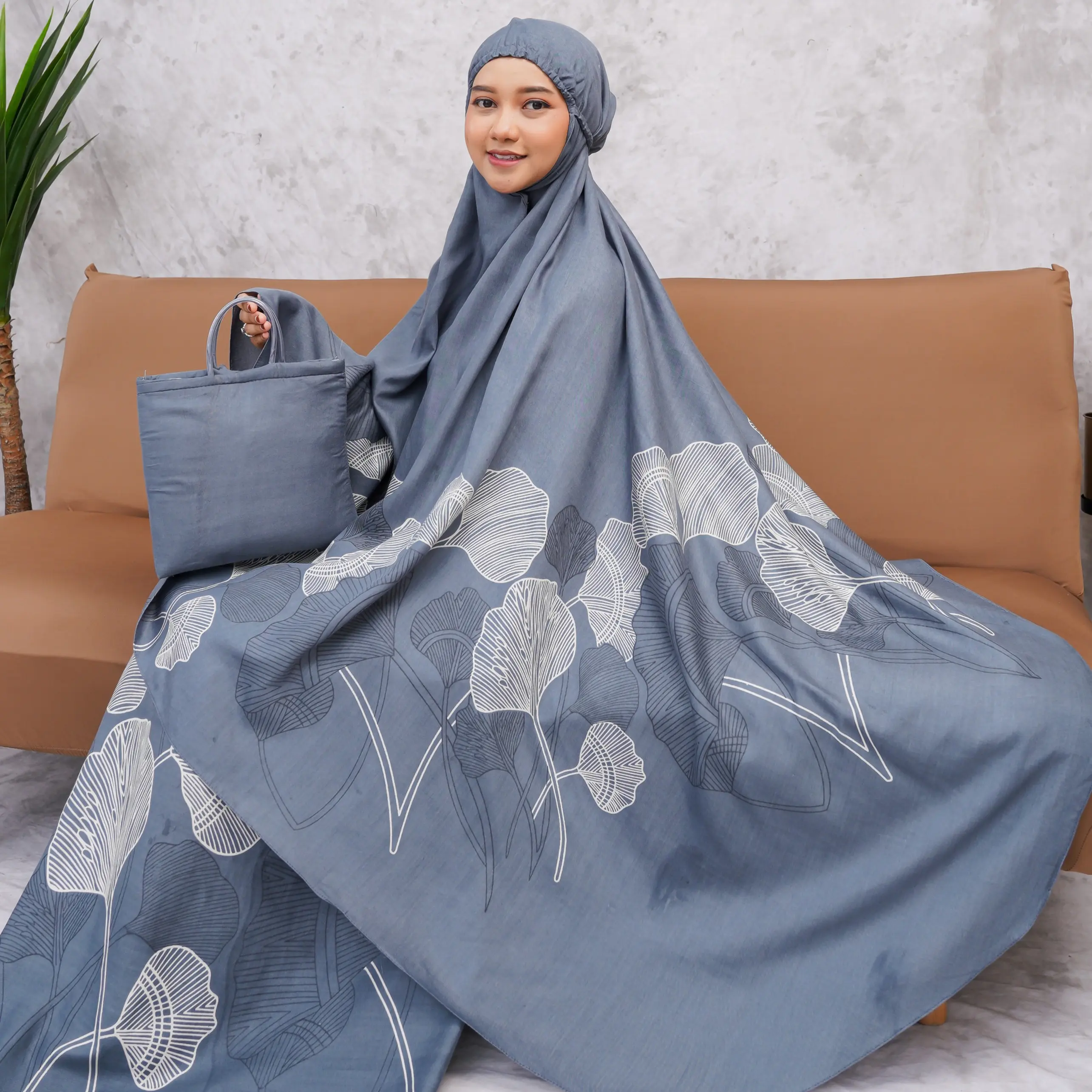 Mukena Dewasa Rayon Bali LEANA DAUN KIPAS batik atasan bawahan By Chandani Katun Motif