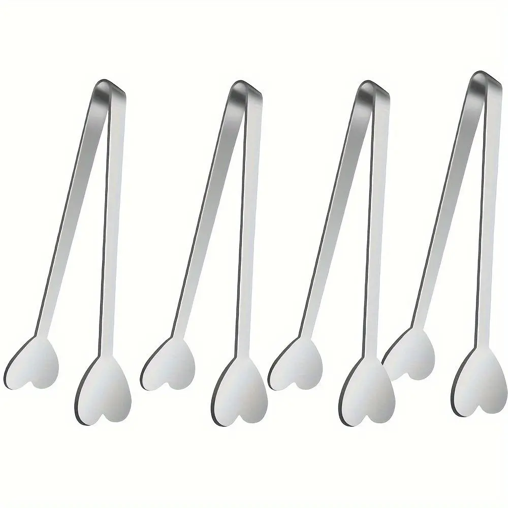 Heart Shaped Mini Tongs, Stainless Steel Small Tongs, Cute Serving Tongs, Small Tongs for Serving Food, Cooking, Appetizers, Ice Cube, Fruits, Sugar