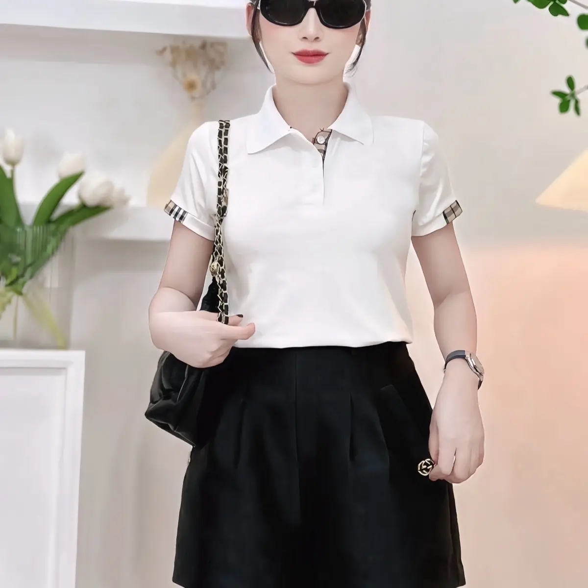 Áo cổ bẻ 01. Áo cộc tay phối tay