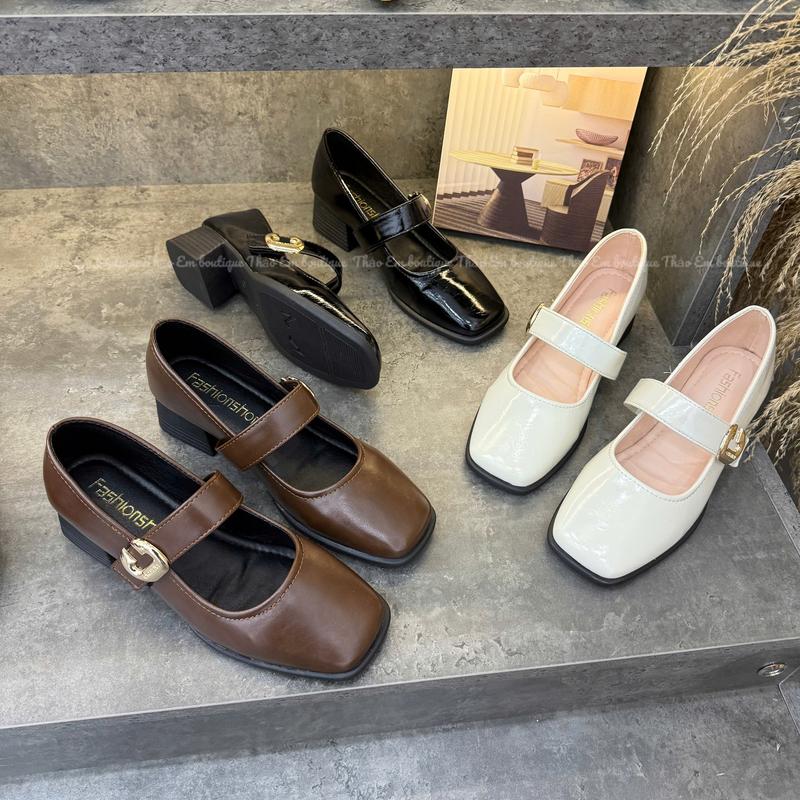 Giày búp bê nữ quai ngang gót 4p mũi vuông ( mã GC492 ) full box