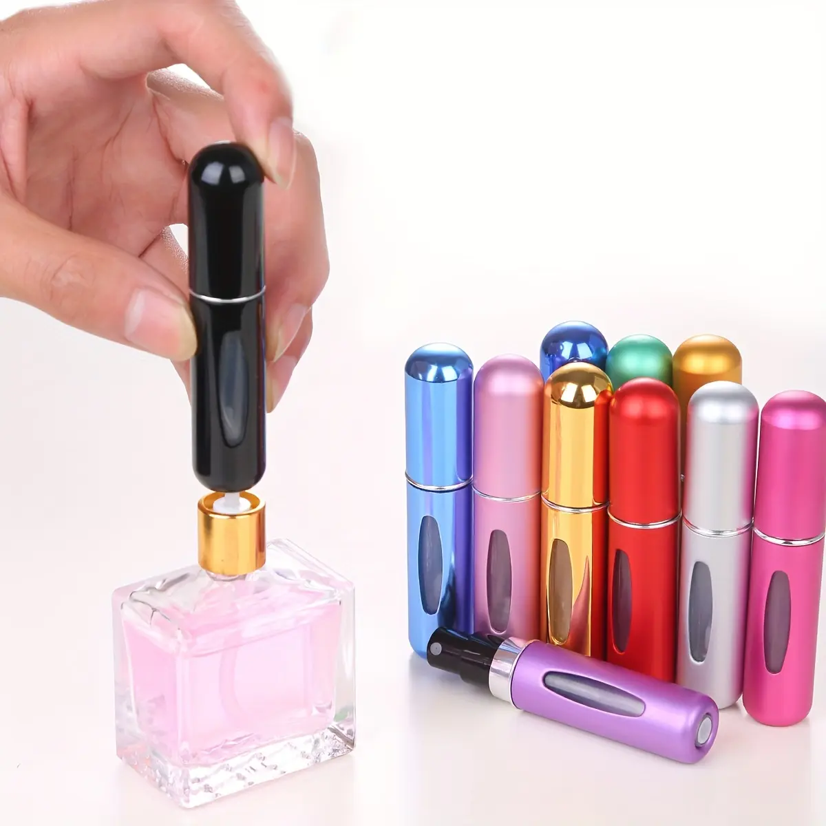 1pc,Mini Travel Perfume Refillable Atomizer, Solid Portable Perfume Spray Bottle, Travel Perfume Scent Pump Case Fragrance Empty Container Spray Bottle For Traveling And Outgoing,5ml