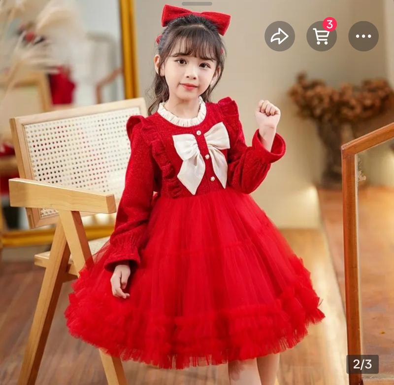 Váy noel cho bé gái , mẫu váy NHUNG VON TẦNG size 8--30kg ,màu Đỏ, màu hồng cho bé hàng dẹp dường may cẩn thận cho bé