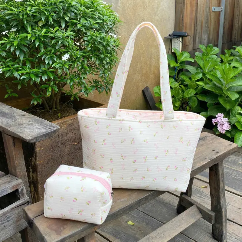 (Túi ko kèm cột ren ) [ Ảnh thật ] Túi tote chần bông đứng form có 3 lớp handmade EMI bag Bé Điệu 3 size 6