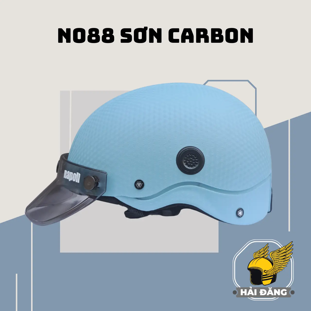 Mũ bảo hiểm 1/2 đầu Napoli N088 SƠN Carbon cao cấp, Freesize vòng đầu từ 54-57cm - Bảo hành 12 tháng