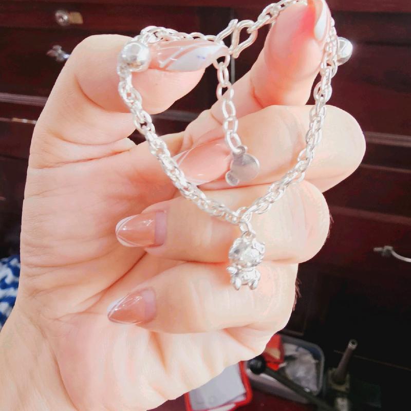 Lắc xoắn mèo đúc và bi bạc ta (bạc mười)- Gấu bạc 4