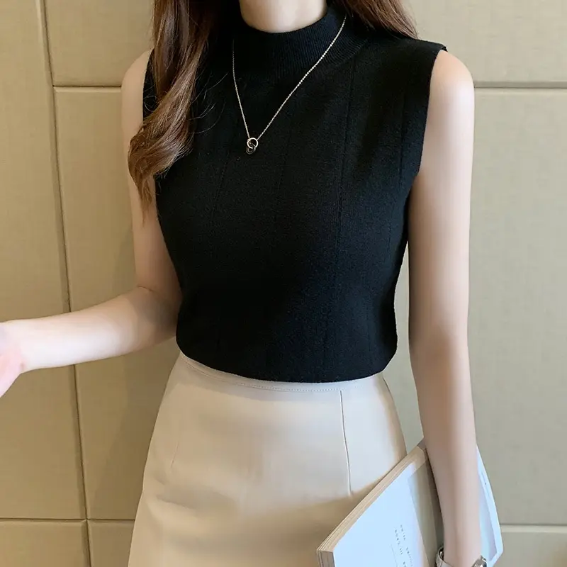 Turtleneck Wanita Tanktop Rajut Tengtop Impor Tank Top Import Blouse Korean Lalisa Style Atasan Crop Rompi Basic Kamsol 7 Kamisol Panjang 0