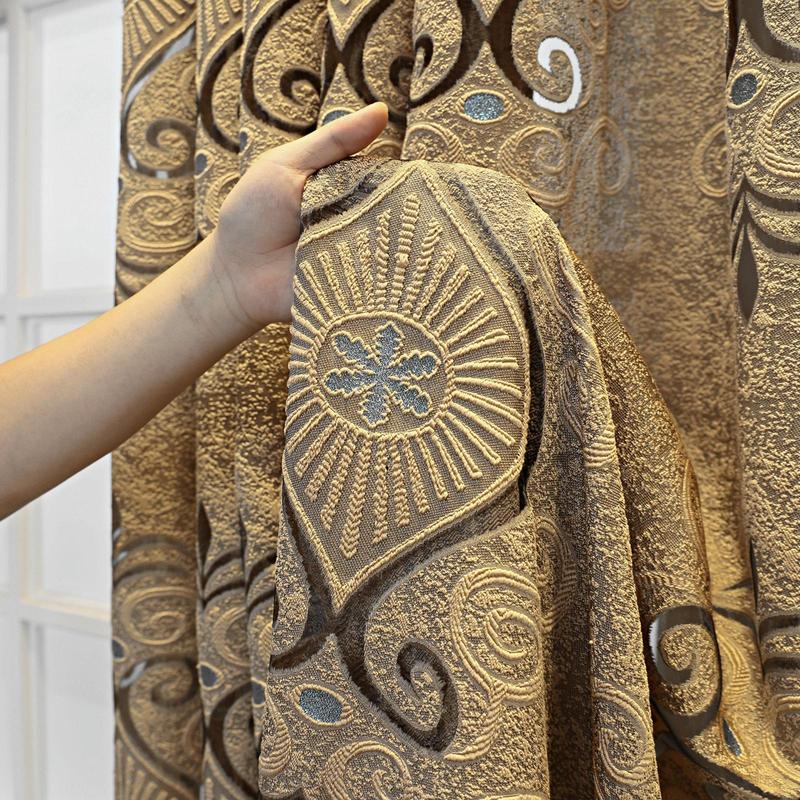 Vintage Window Curtain, Retro Jacquard Curtain, Hollow Sunshade Partition Curtain for Living Room Bedroom Office Balcony Home Decoration 4