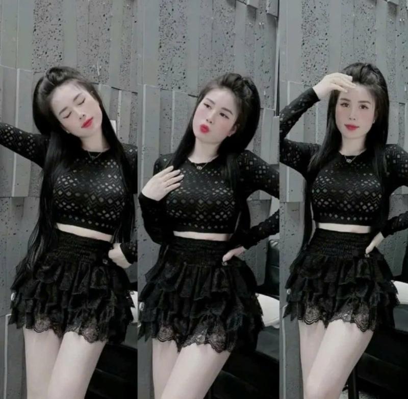 SM - Set chân váy ren tầng lưng thun kèm áo tay dài có lót trong - chất Ren BB1 set bộ set nữ tôn dáng set chân váy set bộ nữ set đi biển set váy