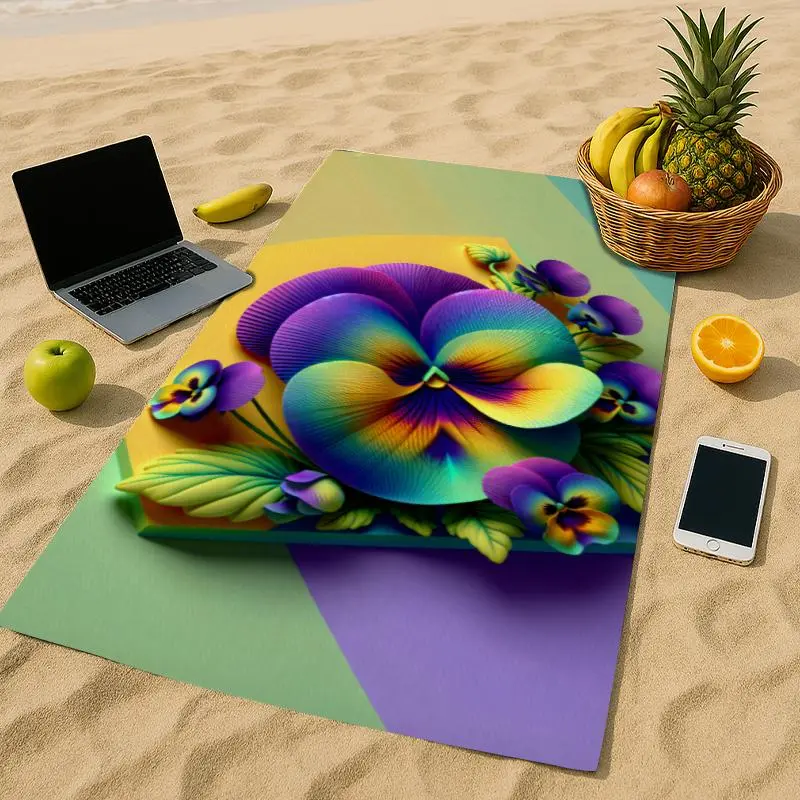 Floral Pattern Beach Towel, Soft Quick Drying Towel, Lightweight Absorbent Towel for Beach, Travel, Camping, Beach Party, Picnic 0