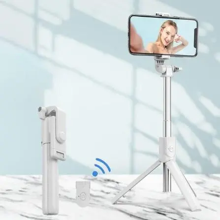 Tongsis 3 in 1 Bluetooth Tripod Selfie Stick Remote Bluetooth 70cm - Putih TERMURAH Handphone Hitam Lampu 0