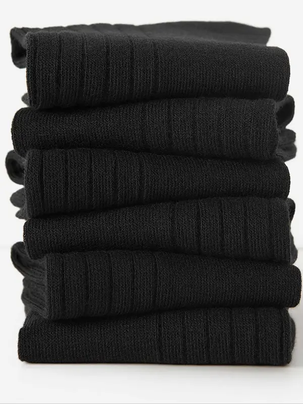 Men's 6 Pairs Solid Crew Socks, Casual Plain Comfy Breathable Soft Cozy Mid Calf Socks for Daily Life, Menswear, Men's Socks & Hosiery for All Seasons, Crew Socks, Socks for Men,  Mens Fashion 6