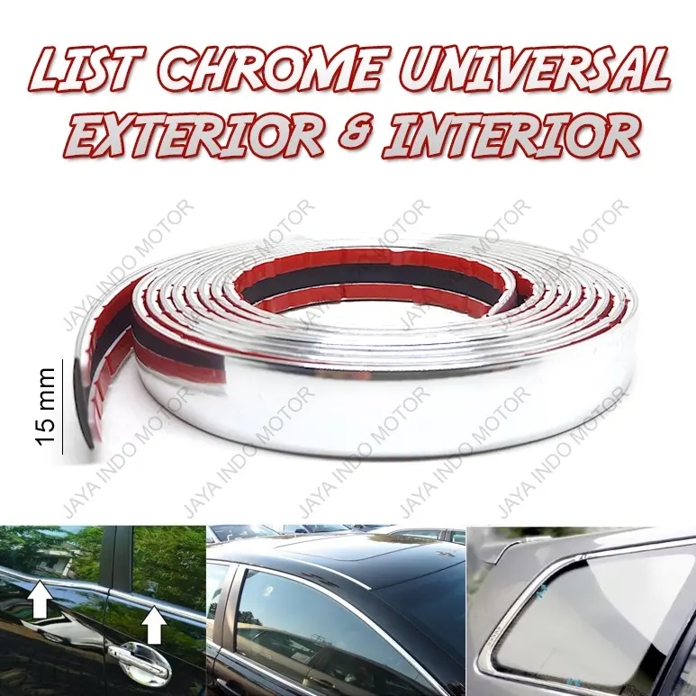 List Chrome Variasi Pintu Kaca Mobil Interior Exterior Mobil 15 mm