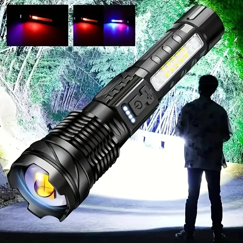 Đèn pin A76 siêu sáng chiếu xa 300m có Zoom xa gần, chống nước IPX4, pin trâu đèn pin A76 đèn pin thông minh đèn di động đèn pin  siêu sáng 0