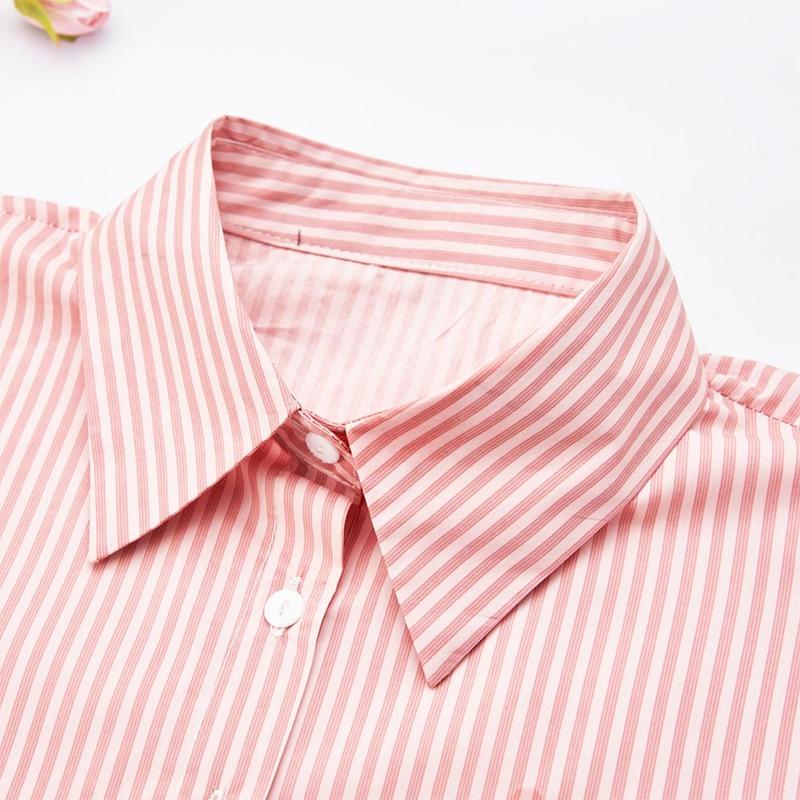 Product Introduction of Fashion Cotton Stripes Fake Collar Detachable Vintage False Blouse Collar Classic Casual Front Tie for Women 25