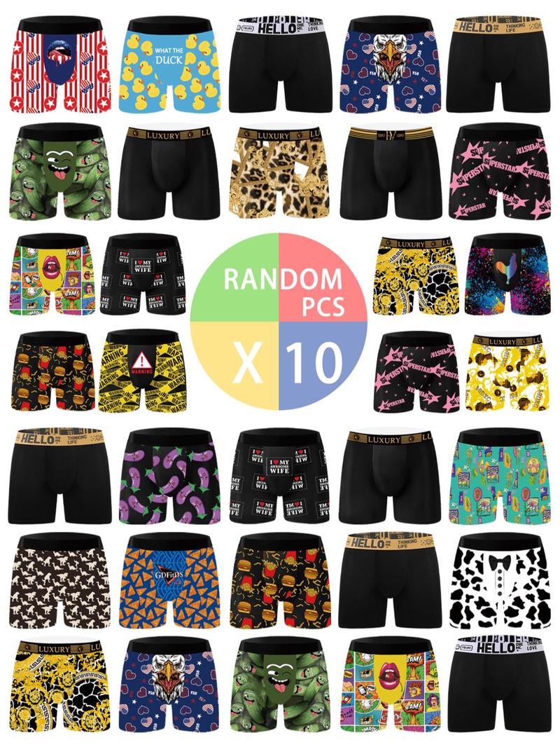 Product Introduction of Random Men's All Over Print Tape Waist Boxer Briefs, Casual Breathable Comfortable Underwear for Daily Wear, Men's Underwear for All Seasons 2