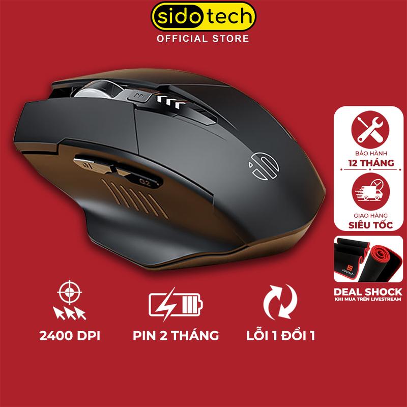 Chuột không dây bluetooth SIDOTECH INPHIC M6P gaming tắt âm silent chống ồn độ nhạy dpi 3 mức 800/1200/1600 có đèn led hiển thị mức pin thiết kế công thái học cho laptop máy tính làm việc chơi game