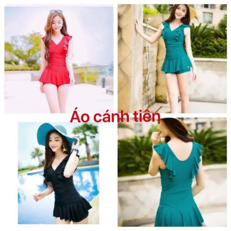 Bộ bơi nữ liền thân tay cánh tiên nhiều màu(size 35-90kg)