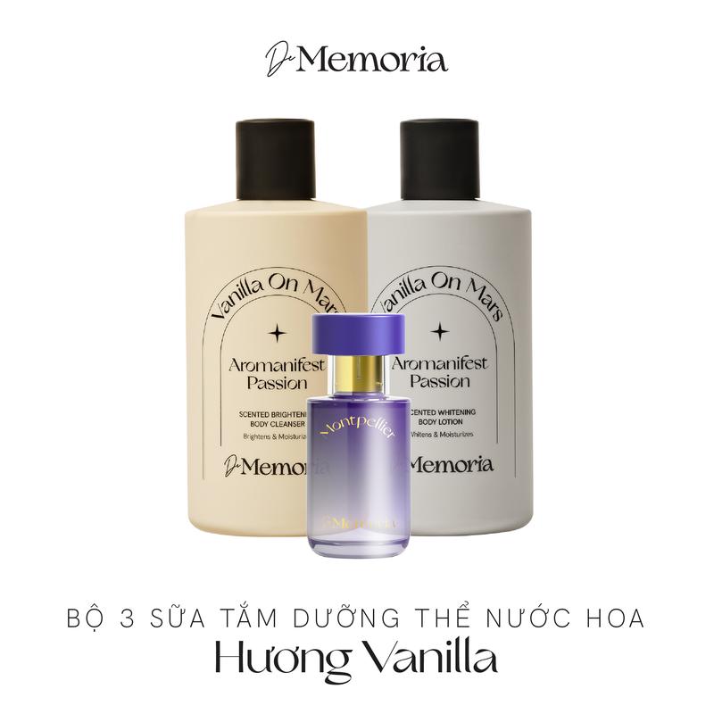Bộ sản phẩm Nước Hoa, Sữa Tăm Và Dưỡng Thể Trăng Da Hương Nước Hoa De Memoria (300mlx2 body, 30mlx1 nước hoa)