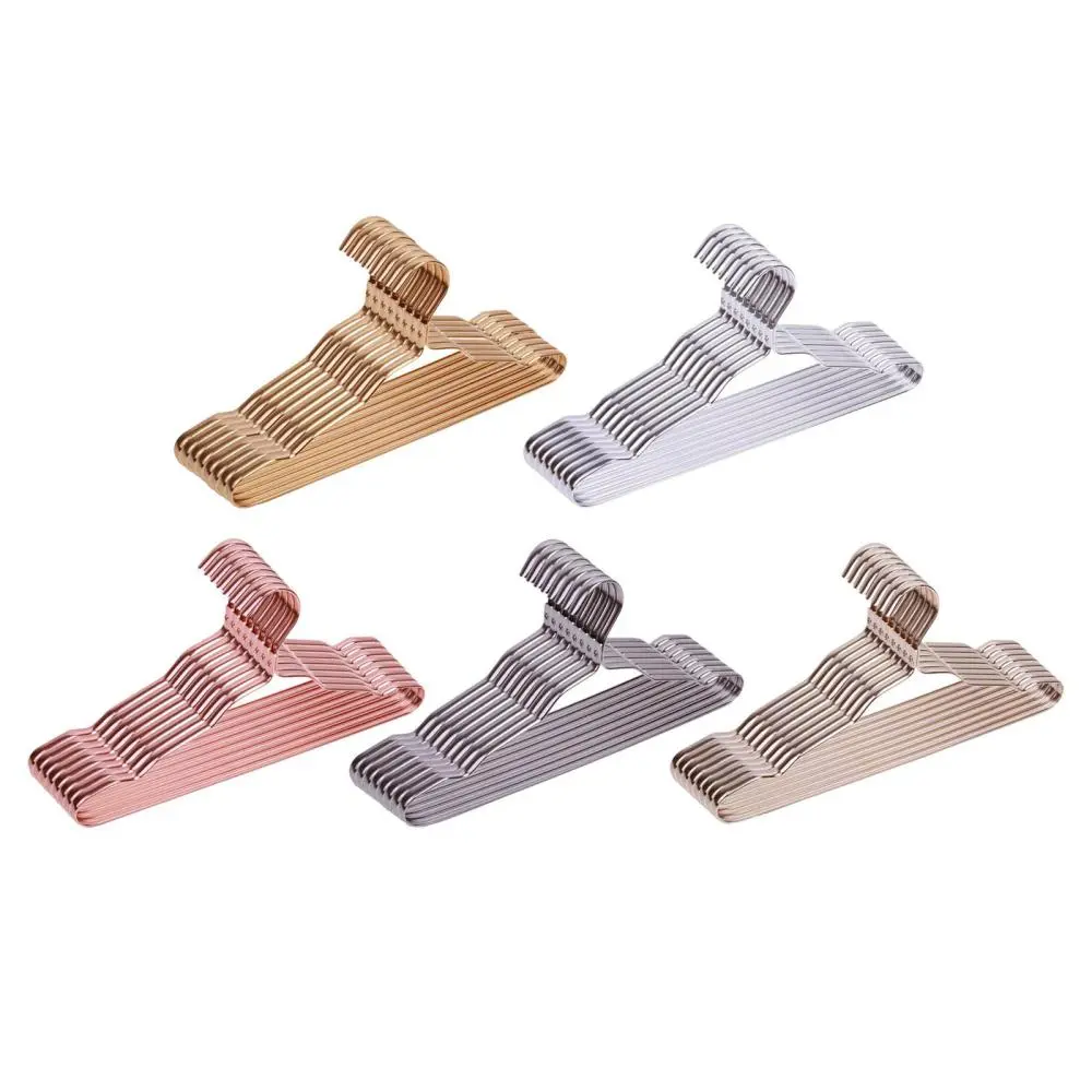 10 Pieces Aluminum Alloy Coat Hanger with Non Slip Grooves Wardrobe Organizer