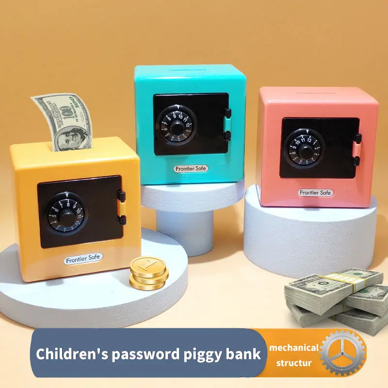 [XKQ]Mini Bank Money Box Retro Atm Rotating Password Cash Coins Saving Box Bank Safe Box Automatic Deposit  Christmas Gift