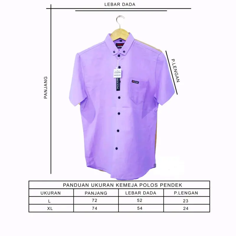 KEMEJA POLOS PENDEK PRIA SIZE M-XL Casual Basic Katun Lembut 1
