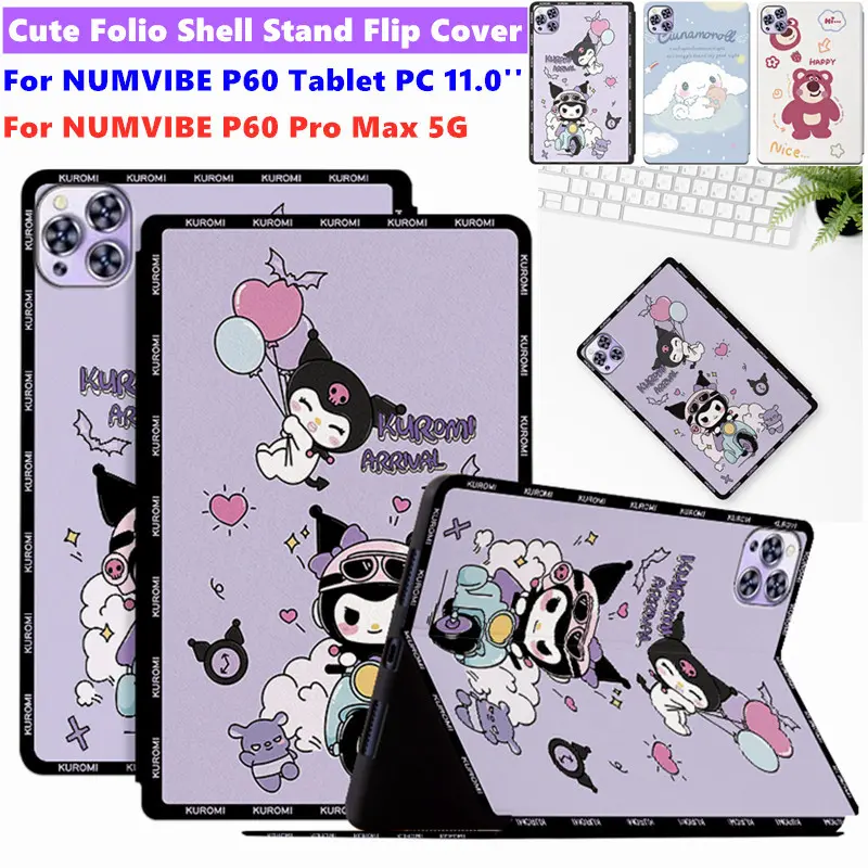เคสป้องกัน เหมาะสำหรับ NUMVIBE P60 Tablet 11.0 นิ้ว ลายการ์ตูน น่ารัก และพับได้ พร้อมขาตั้ง ฝาพับ เข้ากันได้กับ NUMVIBE P60 Pro Max 5G