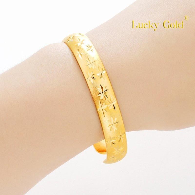 Product Introduction of [Lucky K Gold]  24K Gold Thickened Glossy Women's Starry Sky Open-Ended Bracelet Au999 Meteor Shower Bracelet 76