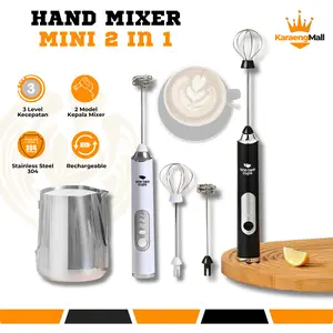 NEWUPGRADE Pengaduk Elektrik Frother Hand Mixer Blender Mini Kopi Pembuih Pengocok Otomatis Portable