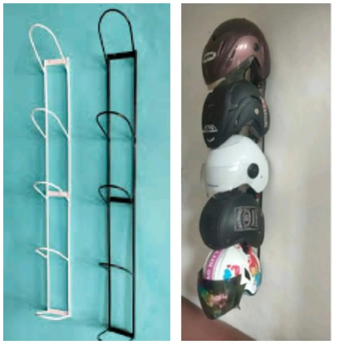 rak helm susun 5 & susun 3 Stretch Kebutuhan Rumah Storage Holders & rak penyimpanan Rust-Proof White Hooks & Rails hemat ruang