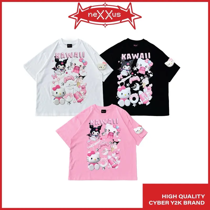 ÁO THUN NEXXUS KITTEE TEE - ĐÍNH GẤU BÔNG HELLO KITTY TO TRÊN TAY ÁO 0
