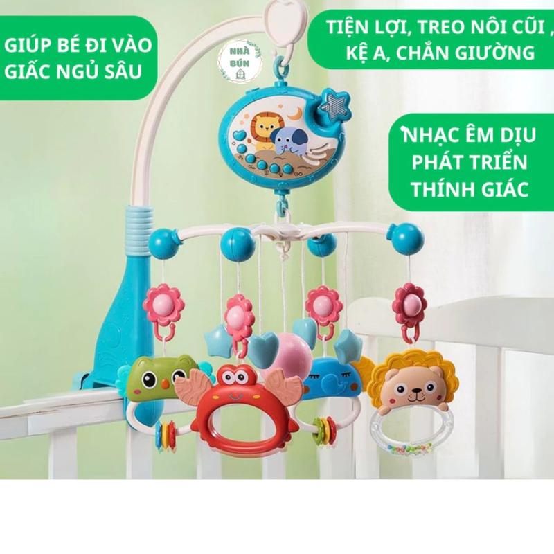 Đồ Chơi Treo Nôi Kích Thích Thị Giác Cho Bé Sơ Sinh Phát Nhạc, Có Xúc Xắc Đủ Hình Vui Nhộn, Âm Thanh Voi C86