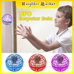 NEI Drone Bola Terbang UFO Ajaib Boomerang Gasing Bola Terbang Spinner Toys LED Include Mini Remote On Off