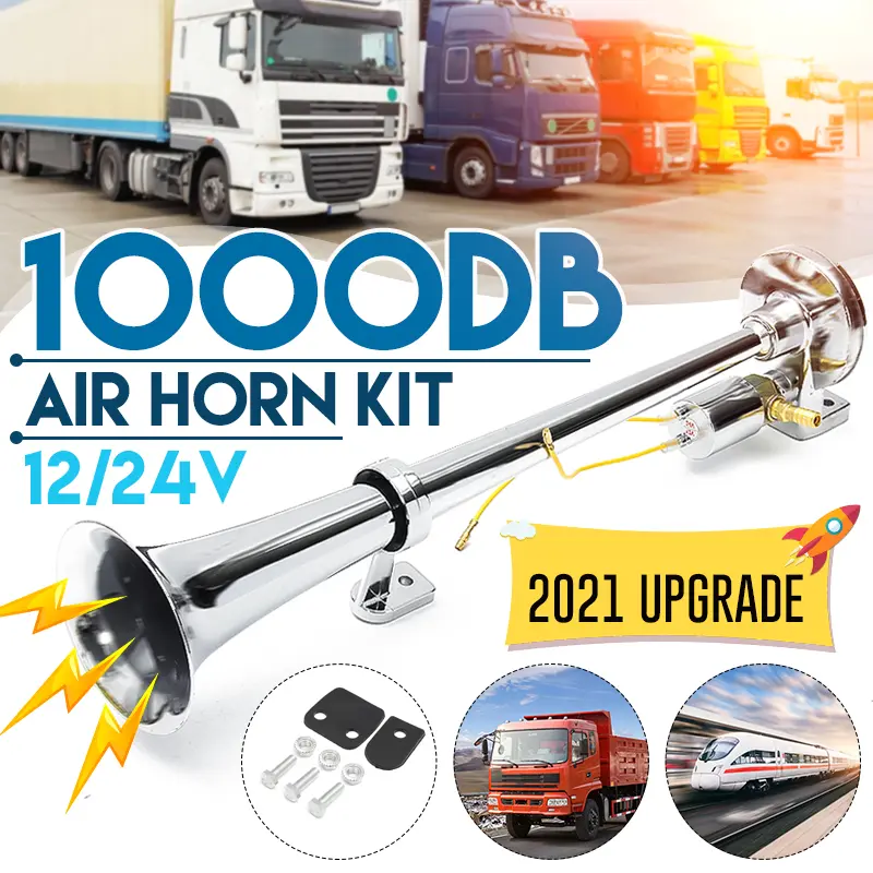 12V/24V Electric Air Horn 1000db Super Loud 18 inch Car Tone Pump Loud Air Horn For Car Motorcyclel Truck Van Lorry Boat