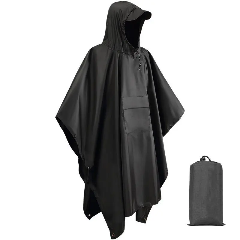 3 in 1 Raincoat Cover, Waterproof Tent Outdoor Camping Tent Pad, Foldable Raincoat Jacket with Pockets for Outdoor Hiking Cycling Rock Climbing