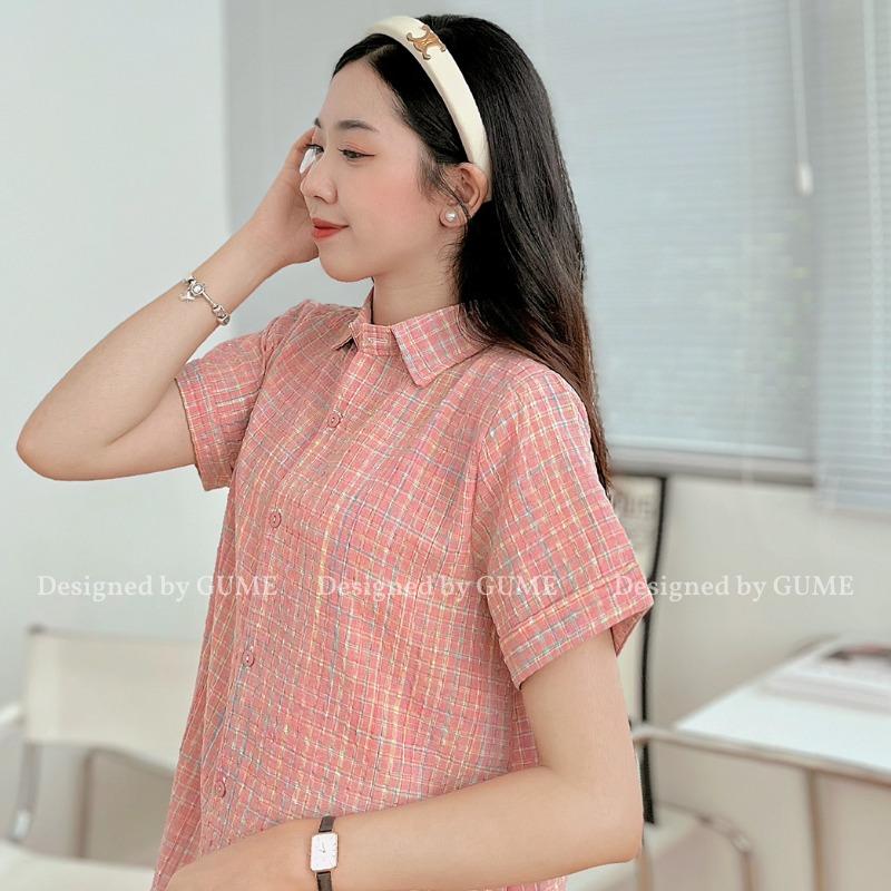 Váy bầu kẻ hồng cổ đức, size 40-100kg, dáng suông mở cúc phía trên GM106 4