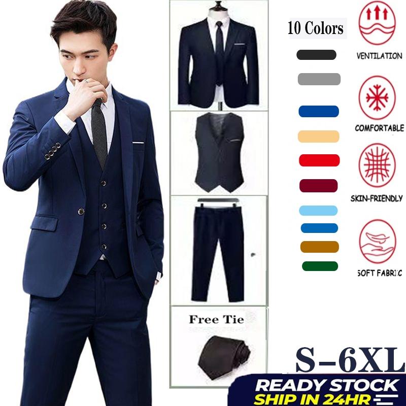 Hàng có sẵn, chất lượng cao; bộ 3 món đồ vest nam dành cho doanh nhân/chuyên…