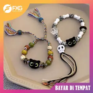 FXG Gelang Cantik Vintage Motif Kucing Black Cat Pria & Wanita GLG20