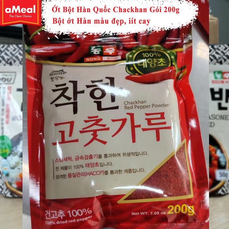 Bột Ớt Hàn Quốc Làm Kim Chi Màu Đẹp Quốc Dân - Ớt Bột Chackhan Gói Nhỏ 200g NongWoo - Ameal Gia Vị