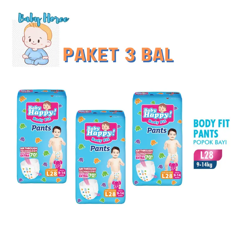 (Paket 3 Bal) baby Happy Bodi Fit Pants S M LXL XXL Bayi Laki-Laki Perempuan