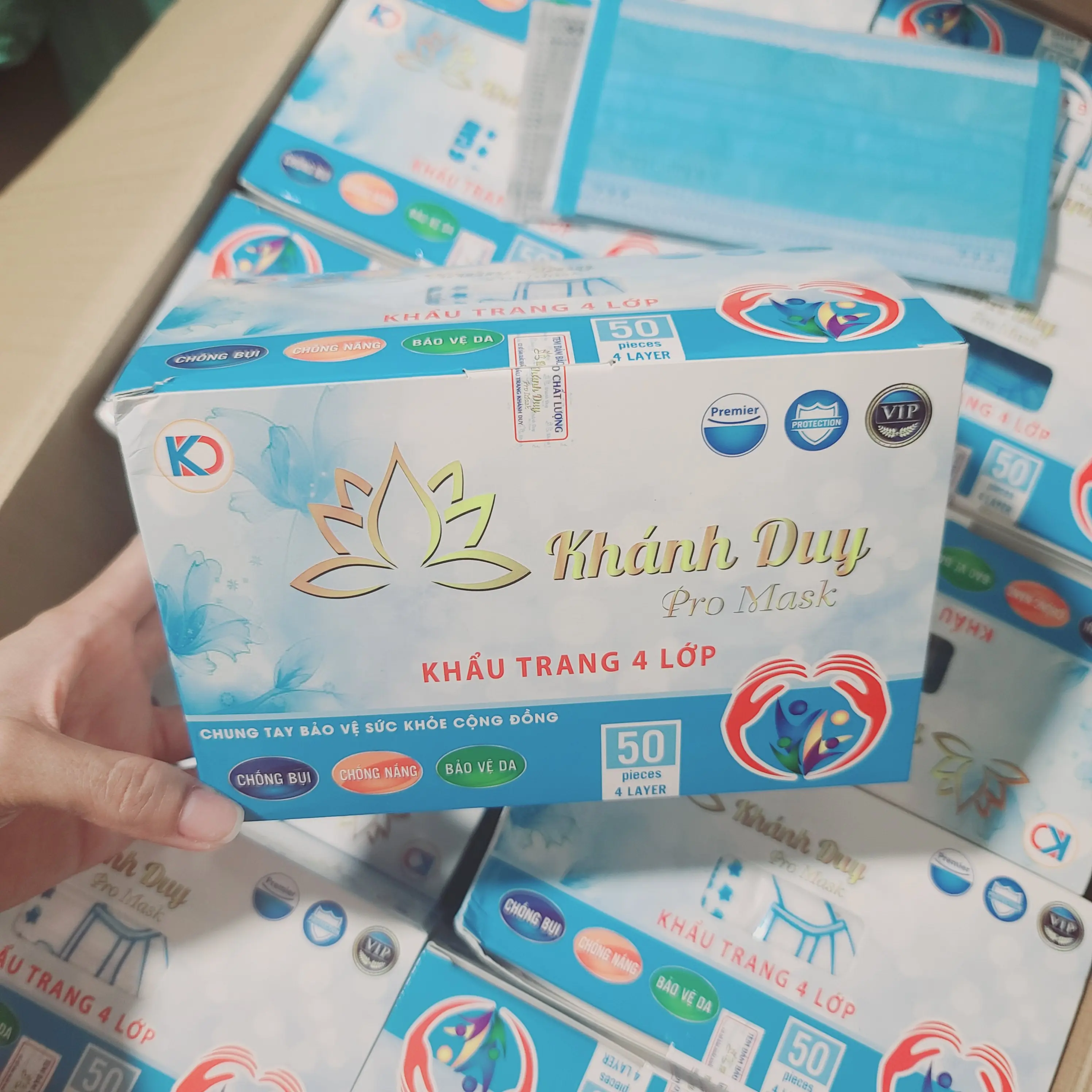 Combo 10 Hộp (500 Cái) Khẩu Trang Y Tế Khánh Duy 4 Lớp