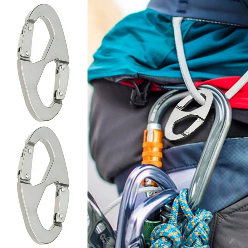 NF- Aluminum Alloy Carabiner Carabiner Keychain Outdoor Camping Gear 4pcs Lightweight Double-headed Carabiner Clip Key Chain Hook Corrosion Resistant Portable for Hiking