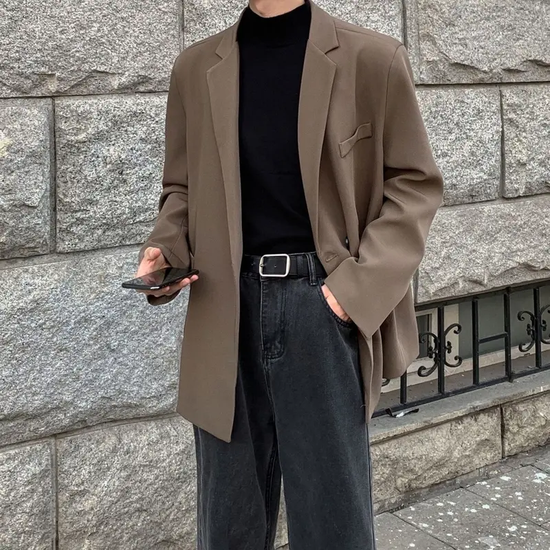 Áo Khoác Blazer Có Đệm Vai, Dành Cho Nam Giới, Phong Cách Cổ Điển Mỹ, Cỡ Lớn, Thích Hợp Cho Mùa Thu Và Mùa Đông, Cao Cấp Và Phong Cách, Bộ Đồ Nhỏ Thường Ngày 8